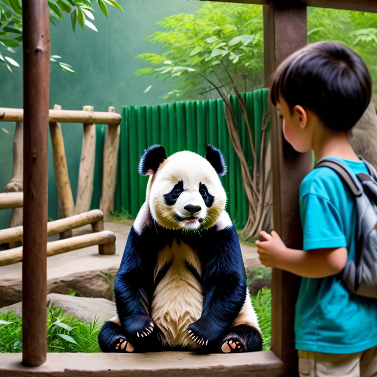 Panda with children
